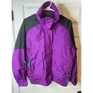 Columbia Powder Keg Jacket Womans Medium Purple Black Teal Ski Coat Y2K 90's VTG